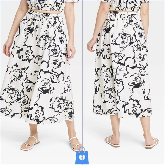 XXL - Womens Midi A-Line Skirt - A New Day - Multi Floral - Picture 1 of 6